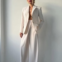 Ensemble de costume vintage de luxe pour femme : veste blazer rayée et pantalon de bureau coupe ample pour uniforme professionnel WS