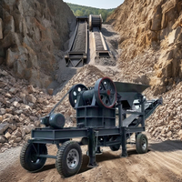 Concasseur à mâchoires diesel portable pour l'exploitation minière, petite machine intégrée de concassage et de criblage avec moteur