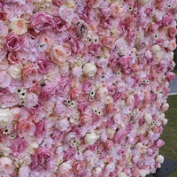 3D Vierkante Eco-vriendelijke Moderne Zijden Kunstbloemen Wandpanelen met Witte Bloemen Rolbare Achtergrond voor Bruiloftdecoratie