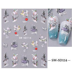 5D Navidad luz brillo <span class=keywords><strong>uñas</strong></span> en relieve pegatinas árbol <span class=keywords><strong>de</strong></span> Navidad copos <span class=keywords><strong>de</strong></span> nieve <span class=keywords><strong>diseño</strong></span> <span class=keywords><strong>de</strong></span> algodón <span class=keywords><strong>2023</strong></span> invierno manicura SW-5D113 - Product Image 4