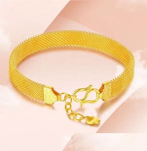 Bracelets en or jaune véritable 24 carats G9999, bijoux solides pour femmes, cadeau de mariage personnalisé, élastique, luxe, Xinfly - Product Image 3