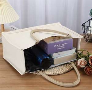 Conception personnalisée innovante sac fourre-tout à provisions réutilisable nouvelle mode sacs en toile unie lin Calico coton biologique imprimé pour cadeau - Product Image 3