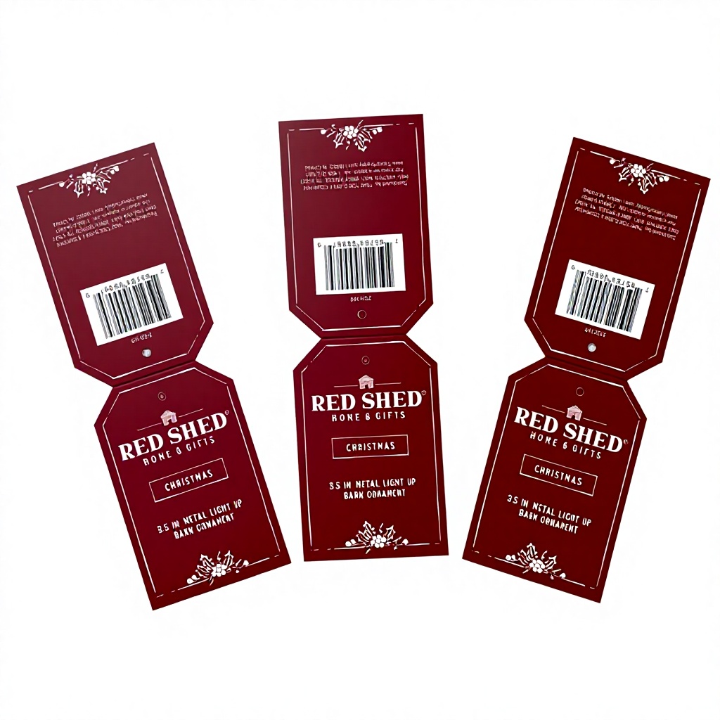 Custom Christmas Folded Hang Tags Bulk OEM Double Sided Gift Tags with Logo for Holiday Packaging