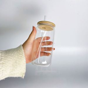 Gobelets en verre transparents classiques de 12 oz, 16 oz, 20 oz pour sublimation, avec paille, pour cadeaux personnalisés - Product Image 4