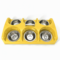 Station de gamelles pour chien en acier inoxydable à 6 positions, facile à nettoyer, équipement d'alimentation multi-animaux pour usage quotidien