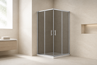 Cabine de douche moderne à double porte avec cadre en aluminium ODS, porte coulissante en verre, garantie 5 ans