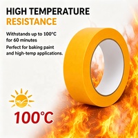 UJANG Kundenspezifisches Bedrucktes Logo Gelbes Klebeband Goldband Hohe Temperaturbeständigkeit 100 Grad 50m Refinish Maler-Abdeckband