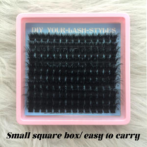 Extensions <span class=keywords><strong>de</strong></span> <span class=keywords><strong>cils</strong></span> en grappe D personnalisées avec logo, 60D 120D 160D 180D, épaisses, 10-18mm, effet wispy, volume intense, individuelles - Product Image 4