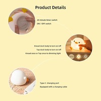 Veilleuse Canard DoDo, Lampe de Chevet LED Rechargeable en Silicone en Forme de Canard Mignon, Intensité Réglable, pour Chambre de Bébé et Salon