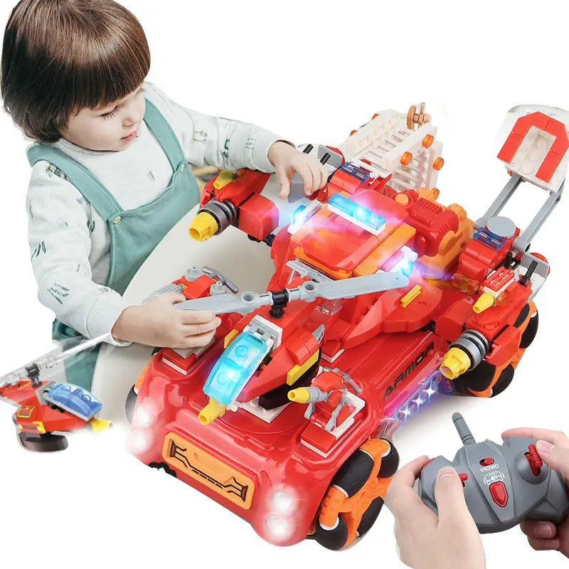 DIY Mainan Blok Mobil Bata Univalsal 360 Rotasi Putar Burnout Drifter Mainan Gila Rc Stunt Mobil Anak-anak Ulang Tahun