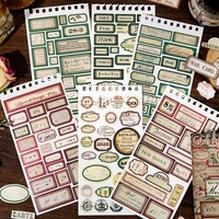 Feuille d'autocollants en spirale, Série d'étiquettes 'Lost Label', Cadre d'étiquettes rétro littéraires, Matériel pour carnet, Autocollants décoratifs pour scrapbooking imprimés