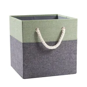 手工制作的家用可折叠帆布垃圾桶，带拉绳，用于整理壁橱储物篮