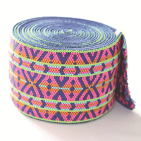 Bande élastique jacquard colorée personnalisée, bande élastique tissée extensible sur mesure pour vêtements de sport, sous-vêtements et ceintures de vêtements