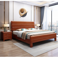 Muebles de Dormitorio de Diseño Doble Simple Estilo Chino Personalizado, Cama de Madera Maciza para Adultos, Camas de Madera