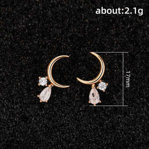 Orecchini a lobo a forma di mini luna crescente da donna, gioielli per le orecchie alla moda, minimalisti e carini - Product Image 5
