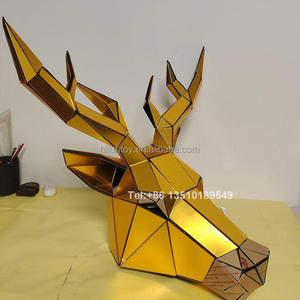 Miroir Tête Costume Cerf Lapin Renne Costume Argent Or Taureau Vache Animal Acrylique Performance Talent Show Dance Props pour Adulte - Product Image 2