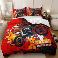 Parure de lit de motocross imprimée en 3D, housse de couette pour sports extrêmes, ensemble de couette pour garçons avec taies d'oreiller
