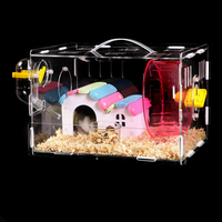 Grande cage transparente pour hamster, hirigin, voiture avec bouteille d'eau, salle de bains, course à pied, balançoire