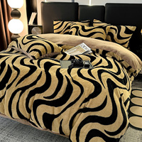 Ensemble de housse de couette moderne à imprimé léopard en quatre pièces, 100% polyester, doublure en polaire épaisse, literie chaude d'hiver personnalisable