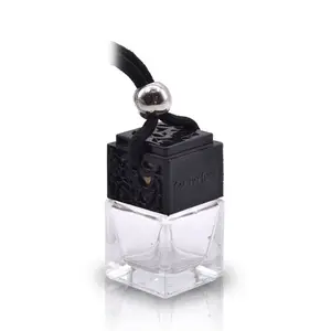 8毫升10毫升豪华方形透明黑色玻璃悬挂汽车香水瓶汽车扩散器瓶接受OEM ODM