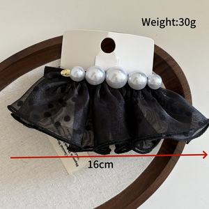 Nouvelle Pince à Cheveux Française à Pois et Perles pour Femme, Accessoire de Mariage Demi-Elégant avec Grand Nœud, Idéal pour Fêtes et Cérémonies - Product Image 3