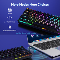 Tri-Mode BT5.0/2.4G/USB-C RGB Backlight 61 Keys Rechargeable Brown Switch Gaming Keyboard Mini Wireless Mechanical Keyboard