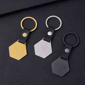 Porte-clés en cuir en forme d'os avec surface métallique brossée vierge pour personnalisation DIY (logo laser, impression UV, photo) en acier inoxydable - Product Image 5