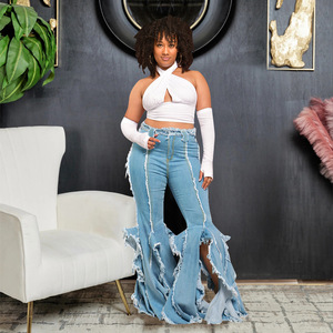Large Size Women's New Skinny Breathable Denim <strong>Micro</strong> Horn Long Jeans <strong>Source</strong> - Product Image 2