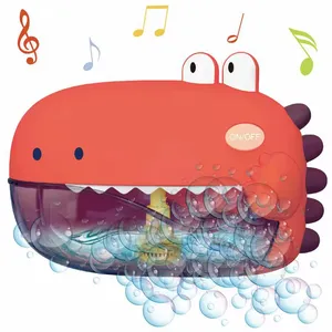 Summer electric cartoon dinosaur music soap bubbles blowing bath toy animal 2 colors bubble machine for kids