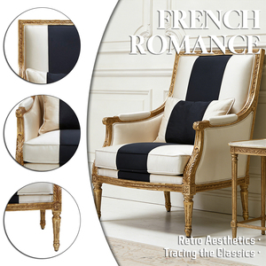Fauteuils d'appoint en tissu noir et <span class=keywords><strong>blanc</strong></span>, salon, meubles vintage antiques, <span class=keywords><strong>fauteuil</strong></span> français en bois massif de luxe - Product Image 2