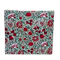 Tissu en coton biologique imprimé à la main, motif floral grenade, fabriqué en Inde, écologique, doux et lisse, idéal pour sacs et rideaux