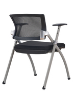 Chaise de conférence pliable et empilable haut de gamme avec tablette d'écriture, en maille PP et coussin en mousse injectée, pour usage en conférence