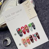 Ensemble de flocon de neige à talons aiguilles carré en gel acrylique rouge style Noël fait main vente en gros