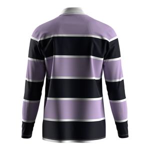 Polo de rugby rayé à manches longues respirant, coupe confortable, style classique, parfait pour l'entraînement et les tenues décontractées - Product Image 2