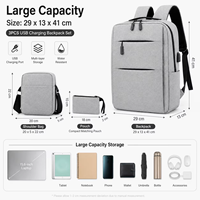 Sac à dos pour ordinateur portable, ensemble de 3 pièces, cadeau d'affaires, sac pour ordinateur de couleur unie, sac pour ordinateur portable minimaliste avec pochette bandoulière