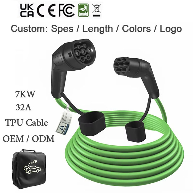 Factory Direct Supply 32A Type2 to Type2 EV Charging Cable 1/3Phase 7/22kW 10 M TUV CE CB UKCA Certified
