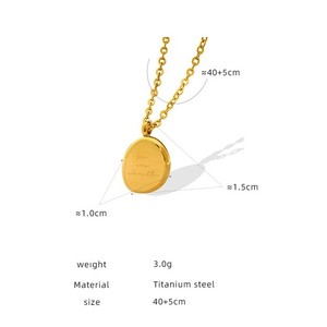 Collar de Acero Inoxidable Estilo <span class=keywords><strong>Palacio</strong></span> Vintage de Moda, Colgante Ovalado con Letra, Joyerí<span class=keywords><strong>a</strong></span> Chapada en Oro de 18k, Collar de Acero de Titanio - Product Image 6