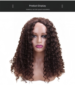 Ombre marrone nero <span class=keywords><strong>Jerry</strong></span> arricciatura onda di acqua parrucca sintetica per le donne lunghi capelli ricci del bambino con pizzo Toupee Base e HD pizzo di colore - Product Image 3