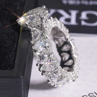 Bague Moissanite VVS 4 carats taille poire sertie à la main, style Iced Out Bust Down pour Femme, en Argent Sterling 925, Bling Bling