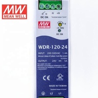 Alimentation industrielle Meanwell WDR-120-24 120W 24V 5A à rail DIN, design mince, entrée ultra large AC-DC, pour disjoncteurs
