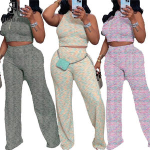 Completi Sportivi Casual da Donna 2 Pezzi: Top Corto e Pantaloni a Gamba <span class=keywords><strong>Larga</strong></span> Coordinati - Tute Fitness 2026 - Product Image 1