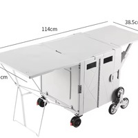 Chariot pliable portable léger à quatre roues, chariot de jardin stable, chariot de camping extérieur pour la plage