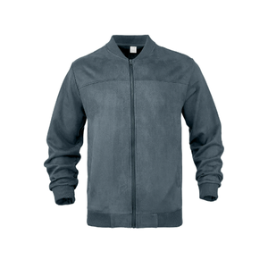 Veste en daim pour homme avec fermeture éclair, design patchwork uni, manteau simple de couleur unie - Product Image 6