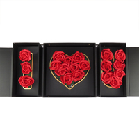 Emballage cadeau personnalisé de luxe écologique fait à la main pour la Saint-Valentin, je t'aime, boîte à fleurs rectangulaire rigide en rose, boîte magnétique en feuille d'or