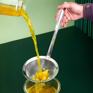 304 Stainless Steel <b>Strainer</b> Fine <b>Mesh</b> Kitchen Sieve For Soy Milk Noodles Oil Separation - Product Image 3