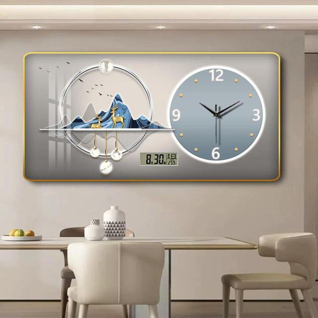Contemporary Digital Wall Clock with Illuminated Hands Silent Battery Operated for Living Room Bedroom Made of Aluminum Alloy