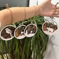 Décorations d'arbre de Noël en bois multicouches personnalisées avec gros pied, wapiti, ours, Bigfoot, Sasquatch, ornement d'arbre de Noël en bois original