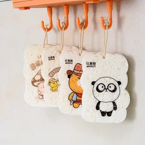 Eco-Friendly Natural Wood Pulp Oem Custom Design Printed Dishcloth Reusable Cotton Dish Cellulose Sponge Cloth for Kitchen