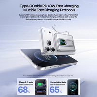 REMAX FP-52 Powerbank Magnétique Sans Fil 10000mAh Chargeur Portable avec Câble Type-C Intégré & 360 °   Support rotatif et écran TFT