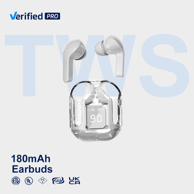 TKT Waterproof Earphones In-Ear Transparent Shell Headphone V5.3 Auto Paired for iPhone Android TWS Earbuds